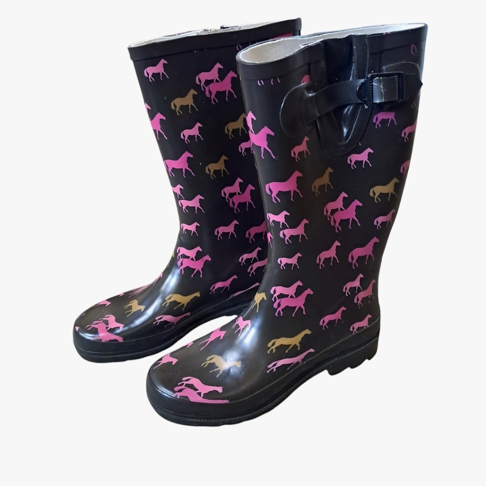 Western Chief equestrian horse print rubber rainboots size 6
